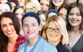Labour leader Jacinda Ardern, National candidate Nicola Willis, former Greens MP Holly Walker and Greens MP Julie-Anne Genter
