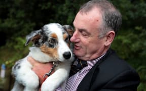 Animal Welfare spokesperson Trevor Mallard with Violet.