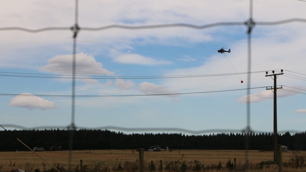 Helicopter crews spent hours battling the blaze in mid-Canterbury.