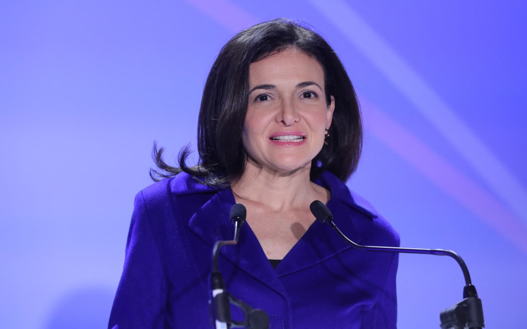 File photo taken on January 22, 2018, of Chief Operating Officer of Facebook Sheryl Sandberg inaugurating the interactive Facebook exhibition "Connexions" at start-up hub Station F in Paris.