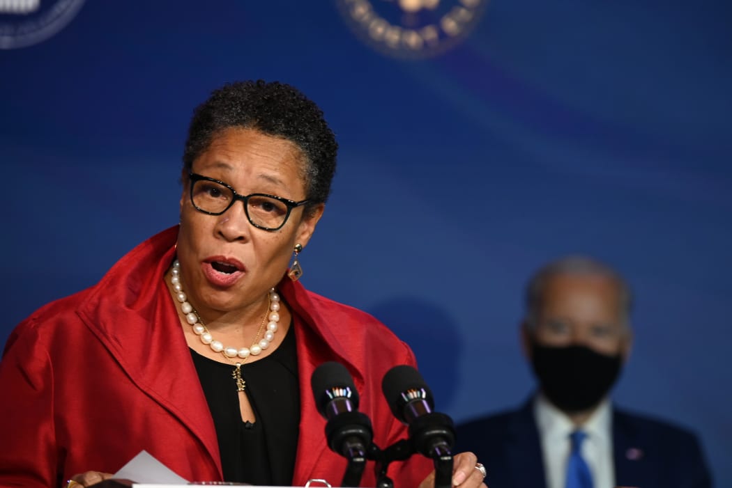 US Representative Marcia Fudge speaks on December 11, 2020, after being nominated to be Housing and Urban Development Secretary by US President-elect Joe Biden (R), in Wilmington, Delaware.