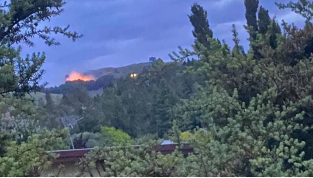Fire crews battle a large blaze on Te Mata Peak.