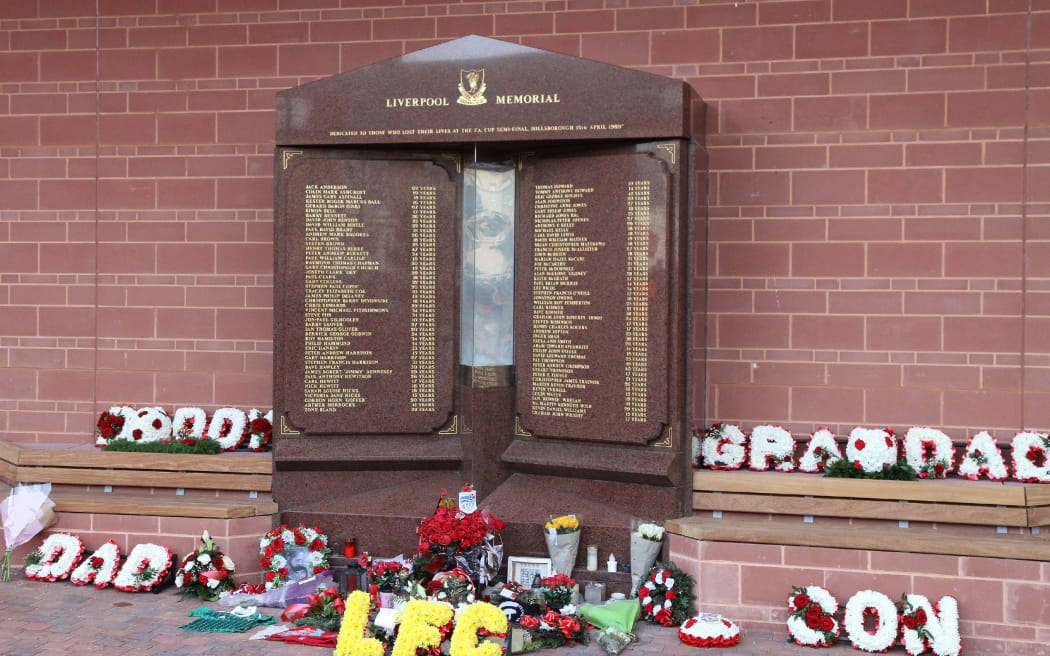 The Hillsborough memorial outside the new Main Stand at Anfield.