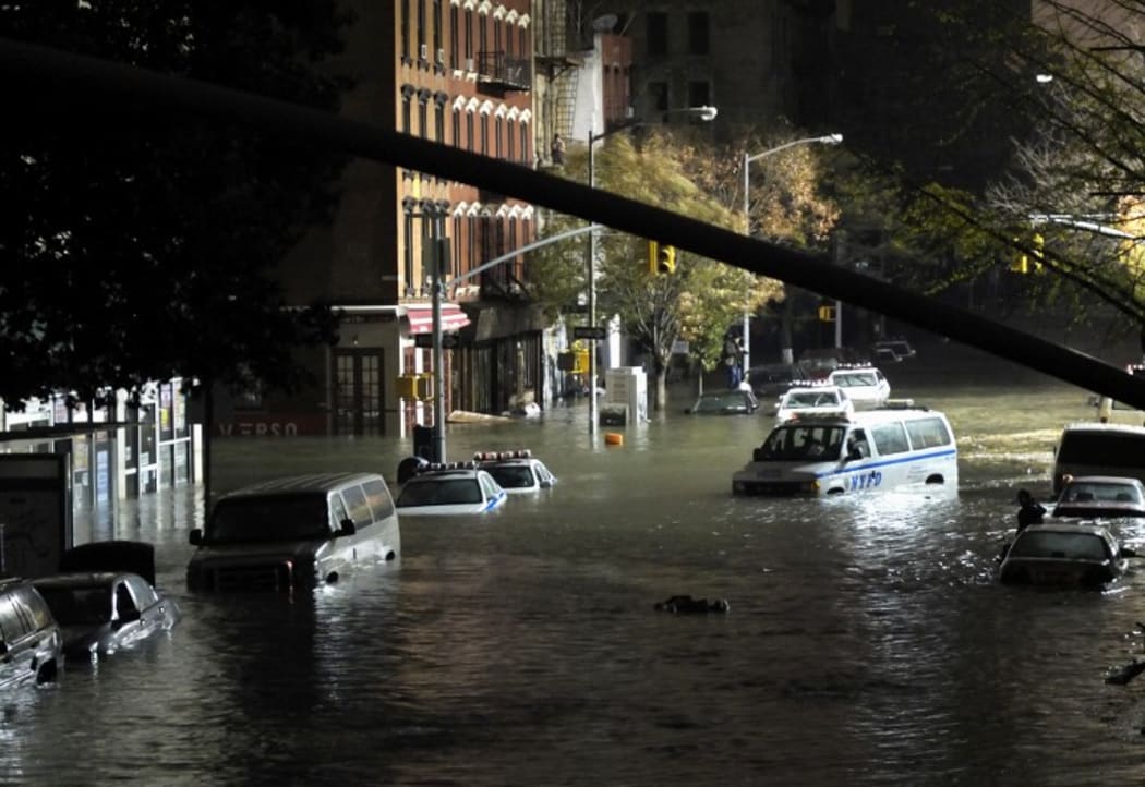 Flooding in Manhattan, New York after Hurricane Sandy.