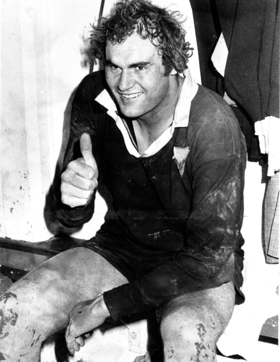All Black Andy Haden in the dressing room.