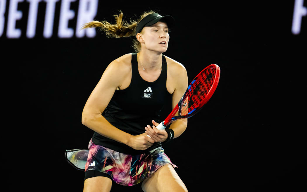 Elena Rybakina of Kazakhstan in action against Victoria Azarenka of Belarus during the semi-final of the 2023 Australian Open, Grand Slam tennis tournament on January 26, 2023 in Melbourne, Australia - Photo Rob Prange / Spain DPPI / DPPI (Photo by ROB PRANGE / Spain DPPI / DPPI via AFP)