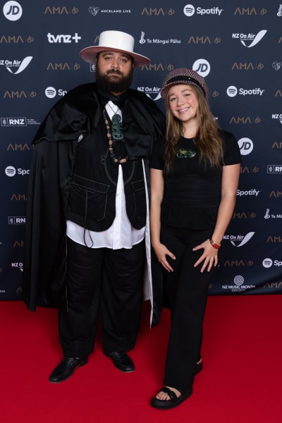 Artist Troy Kingi (left) at the Aotearoa Music Awards 2025.