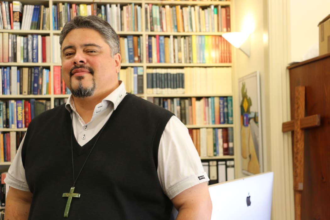 Bishop Don Tamihere in his office at Te Raukahikatea house, Gisborne.