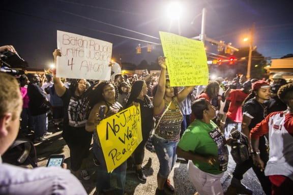 Protester in Baton Rouge after an earlier shooting in the US, in which Alton Sterling was shot and killed in Louisiana.