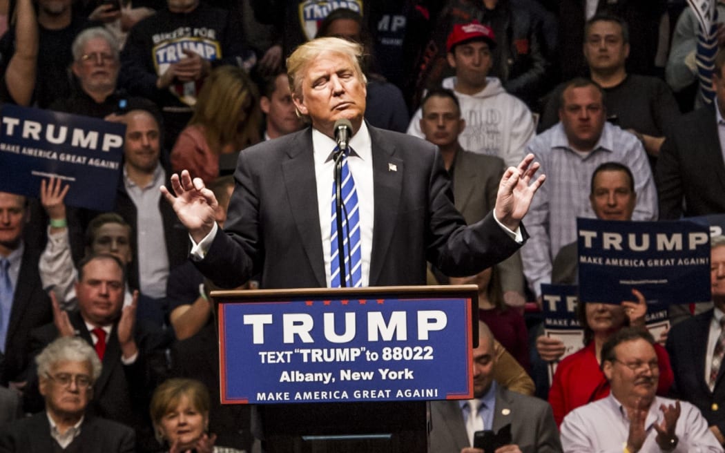 Republican presidential candidate Donald Trump on April 11, 2016 in Albany, New York.