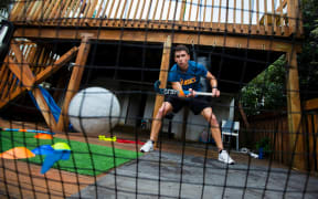 Black Sticks hockey player Jacob Smith training at his Auckland home.
