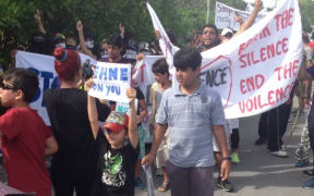 Refugees protest on Nauru on Friday