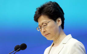 Carrie Lam speaks to press at the weekend to apologise to the people of Hong Kong over the Beijing-backed China extradition bill.