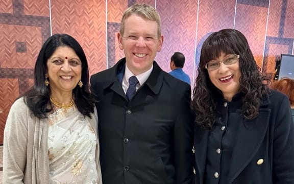 Dame Ranjna Patel, Chris Hipkins, and the Labour's ethnic communities spokesperson Jenny Salesa.