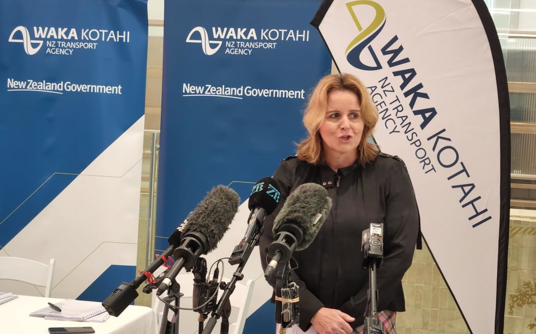 Waka Kotahi CEO Nicole Rosie at the announcement of a new nation-wide single payment system for public transport journeys in Auckland on 21 October, 2022.