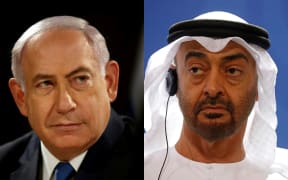 Israeli Prime Minister Benjamin Netanyahu (L) in Jerusalem and a file photo taken on June 12, 2019 of Abu Dhabi's Crown Prince Mohammed bin Zayed in Berlin.