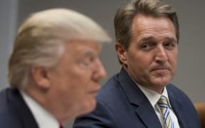 US Senator Jeff Flake (R) at a meeting with President Trump in December.