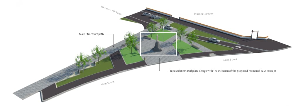 A plan of the proposed new location for the Foxton cenotaph.