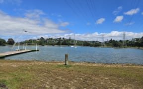 The Onehunga Lagoon, at the reserve between Beachcroft Avenue and the motorway.