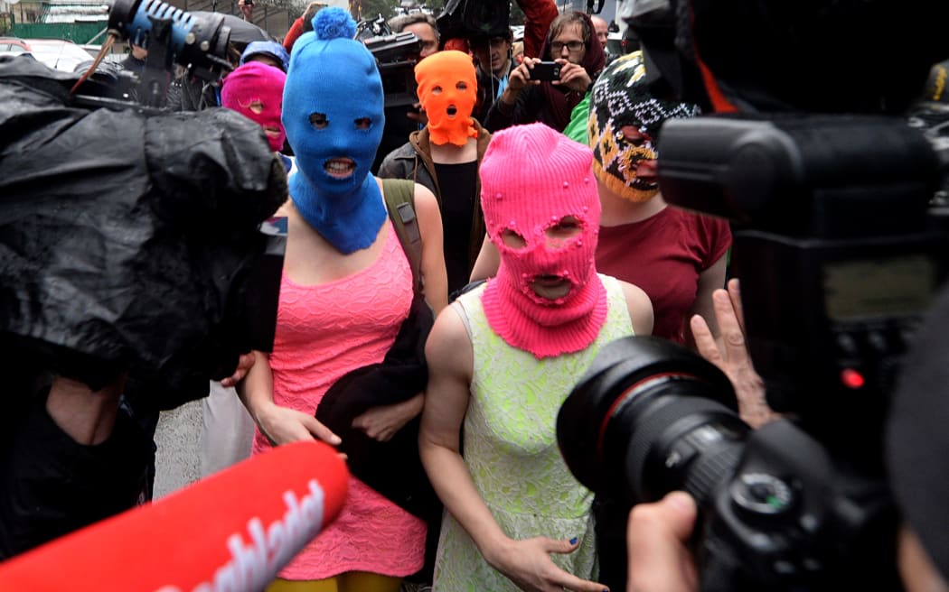 The Pussy Riot pair on their release in Sochin.