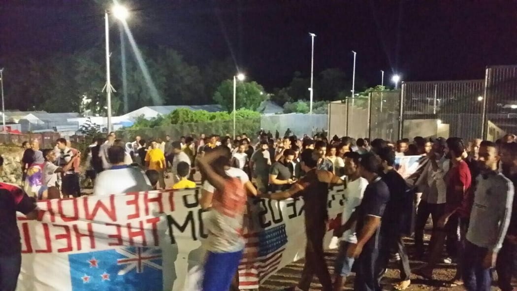 The Nauru protest at OPC1 on Tuesday 9-8-17.