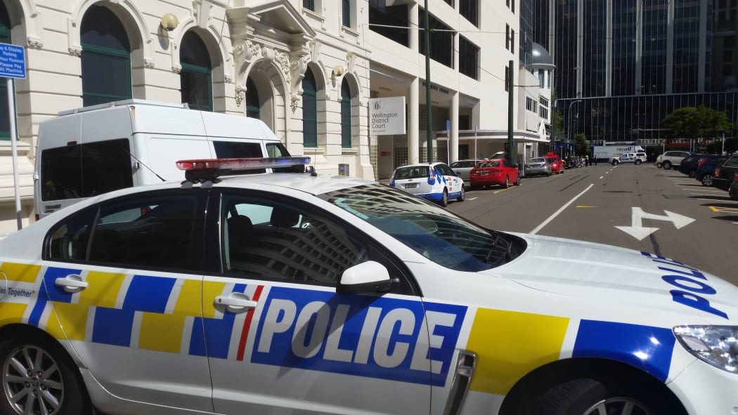 Police cars outside Wellington District Court on Tuesday 17 November