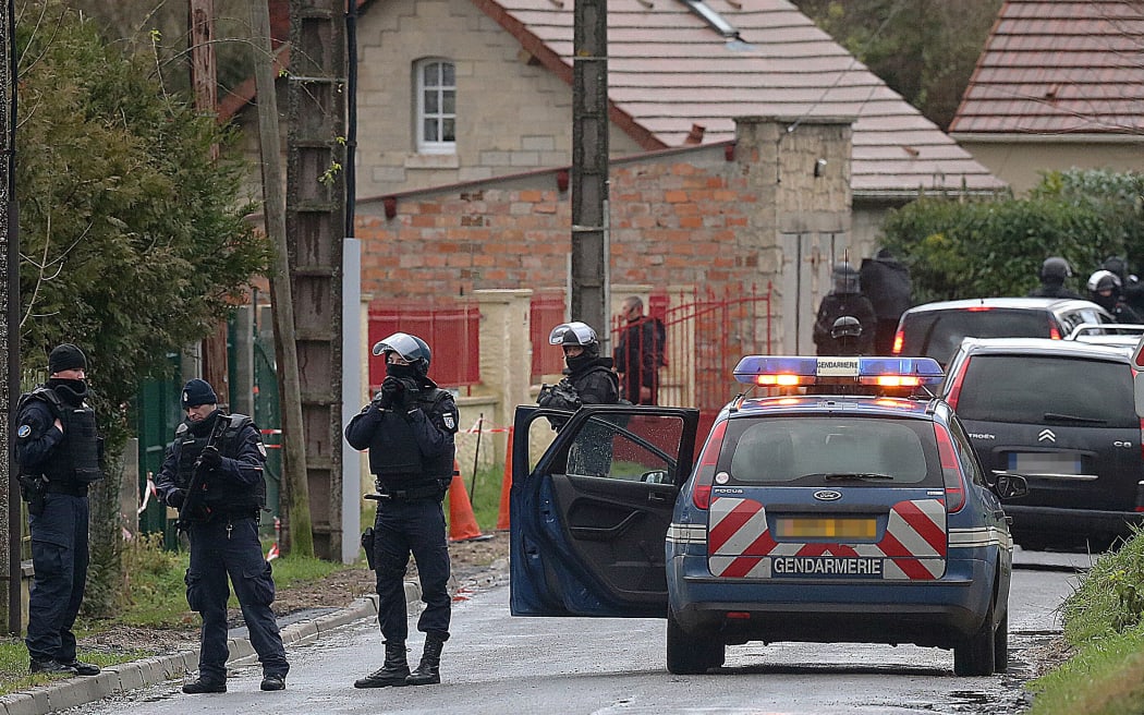 Members of GIPN and of RAID, French police special forces in Corcy, near Villers-Cotterets, north-east of Paris.