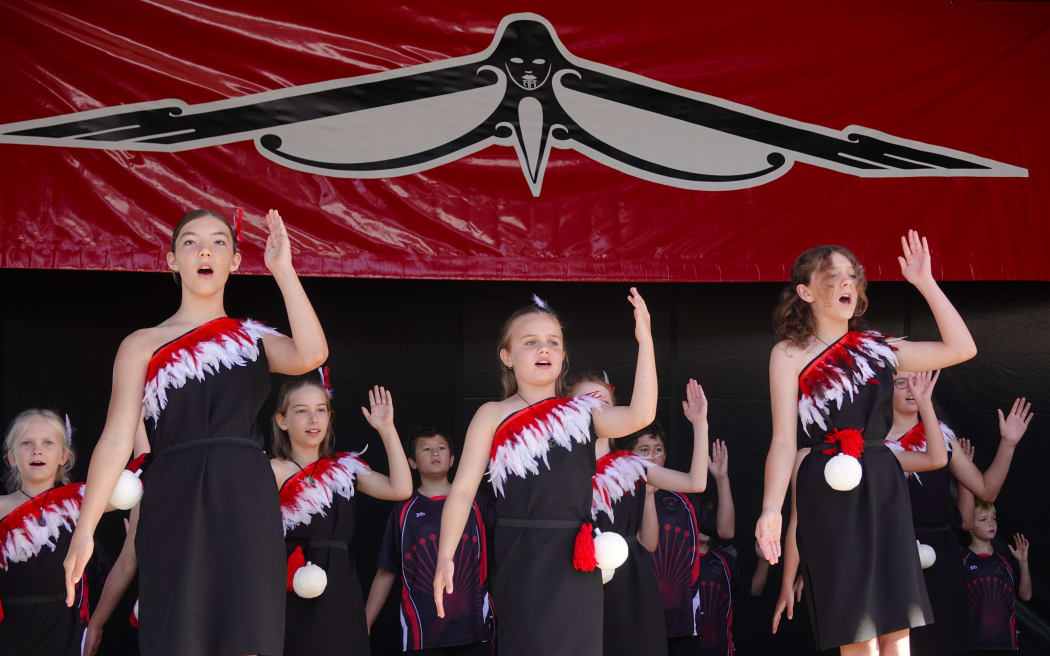 Students from Opua School in the Bay of Islands perform at Te Āhuareka for the first time.