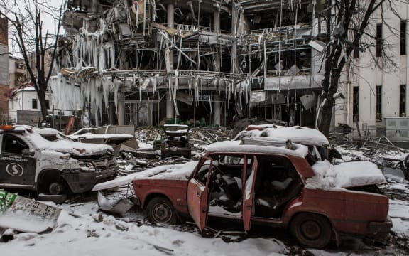 KHARKIV, UKRAINE - MARCH 09: Effects of the bombing in the center of Kharkiv, Ukraine on March 09, 2022 as Russian attacks continue.