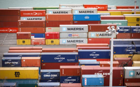 Containers being unloaded at Lyttelton Port