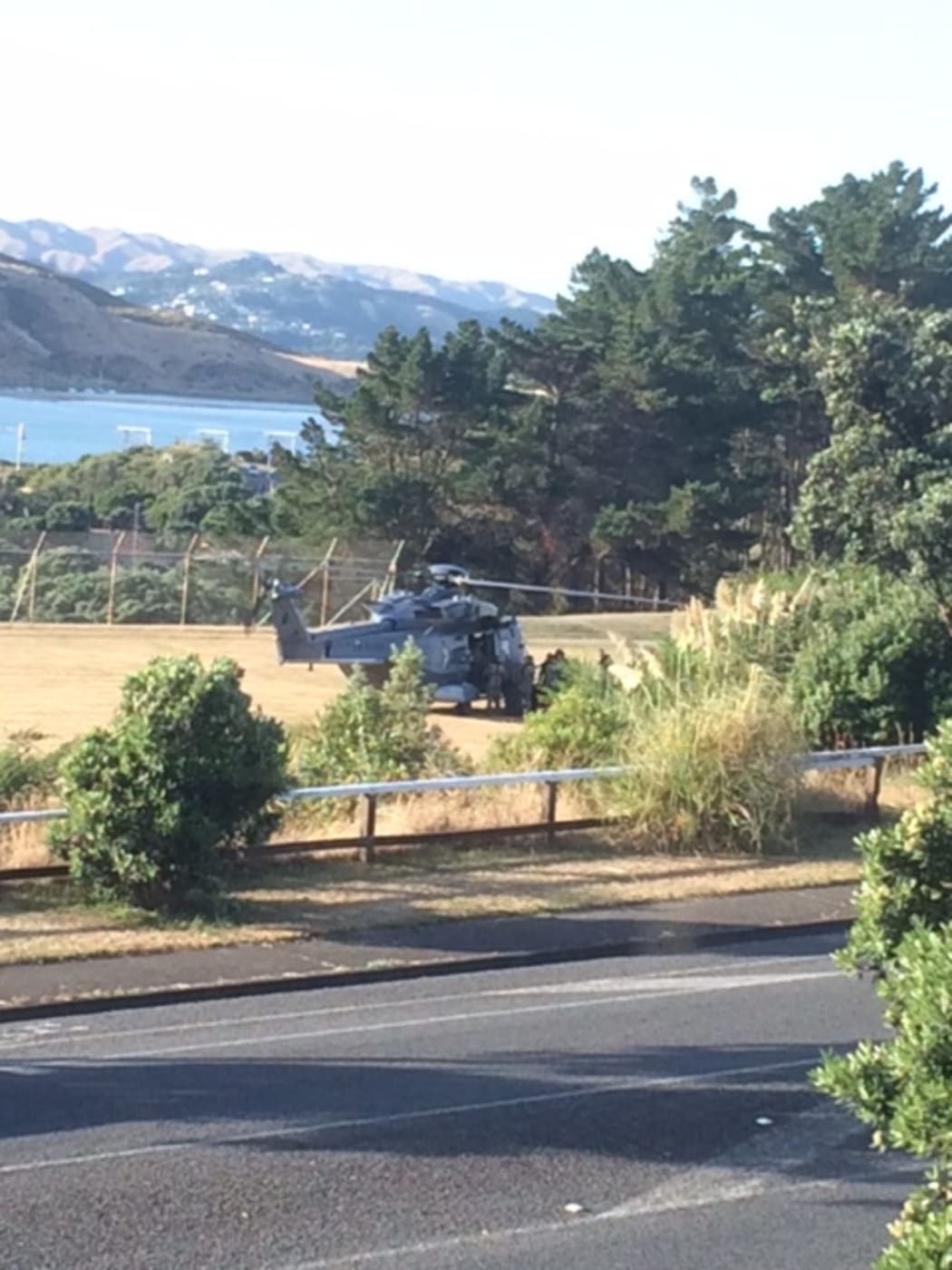 Defence force chopper being loaded up near the police college earlier today.