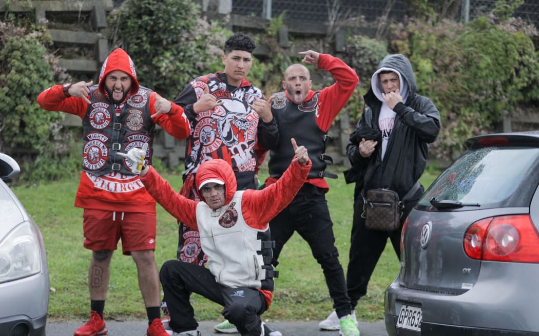 Mongrel mob gang members are out in large numbers as they attend a tangi in Porirua