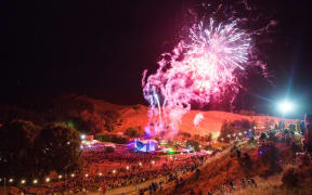 Fireworks at the Rhythm and Vines Festival in Gisborne on 31 December 2014.
