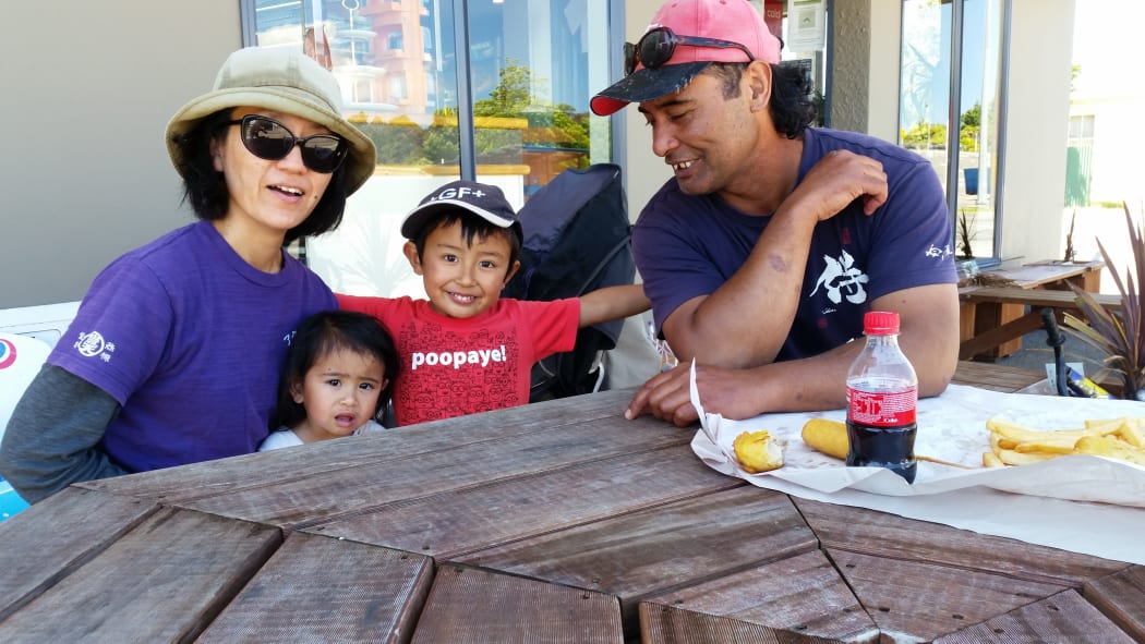 Seddon locals Richard Ronaki and Maki Kumasaka and their children Lyuta, 5, and Morena, 18 months.