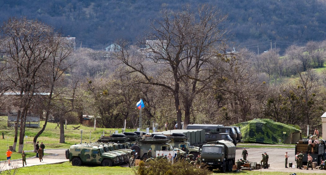 A former Ukraine military base at Perevalnoye, occupied by Russian forces.