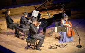 The Berlin Trio performing on stage at the Auckland Town Hall