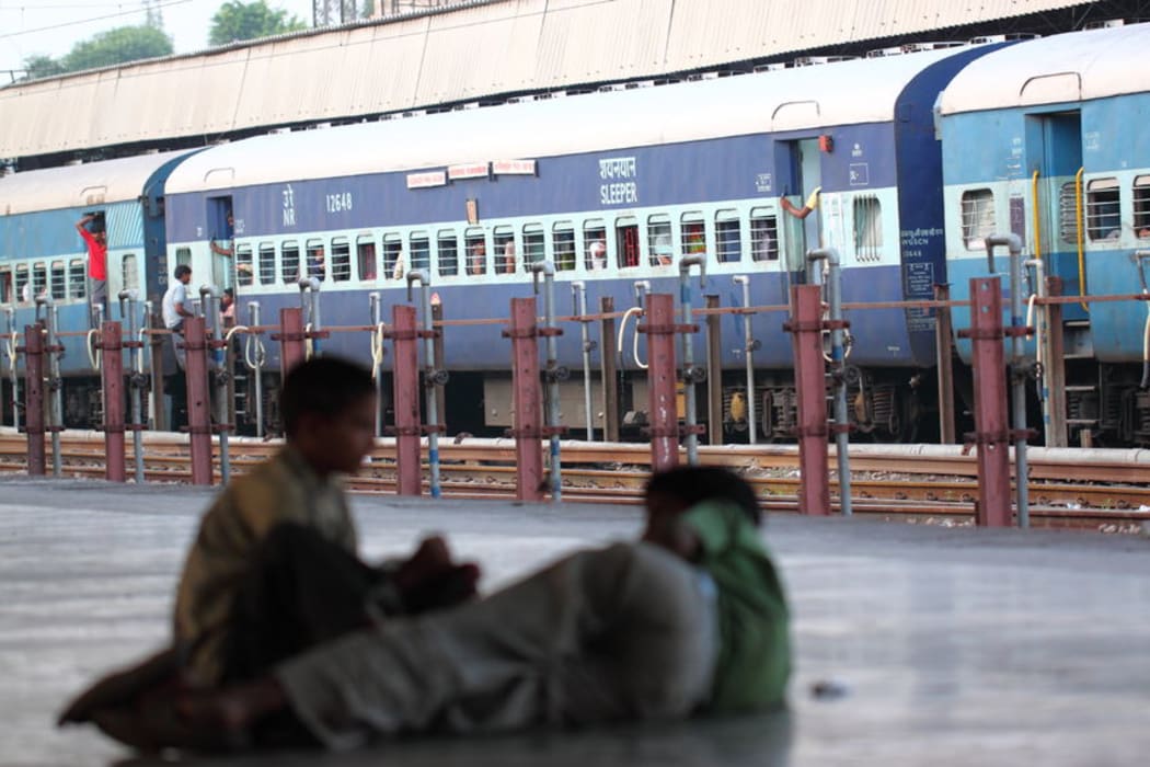 A long-distance train in India.