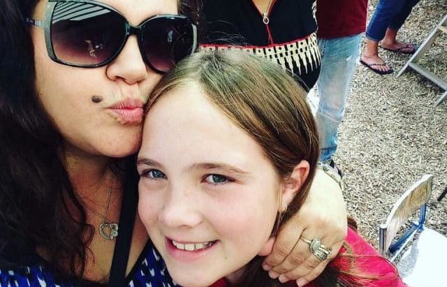 Young bus crash victim Hannah Francis and her mum Michelle.