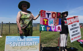 One of the more creative TPP protests at Ratana.