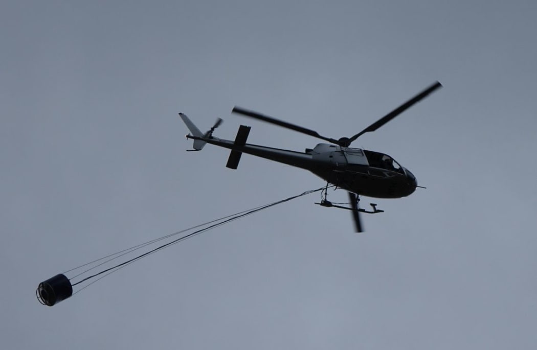 One of several helicopters being used to fight the Hanmer Springs fire.