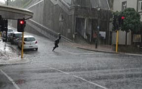Central Dunedin was hit by a powerful storm this afternoon.