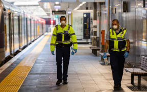 Police at Manukau train station.