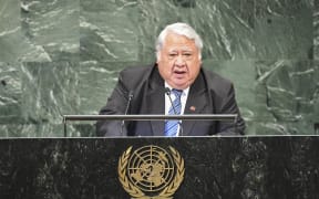 Samoa's Prime Minister Tuilaepa Sailele Malielegaoi speaks during the General Debate of the 73rd session of the General Assembly at the United Nations.