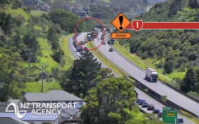 A truck crash is blocking lanes in both directions on Auckland's Northern Motorway near the Orewa offramp.