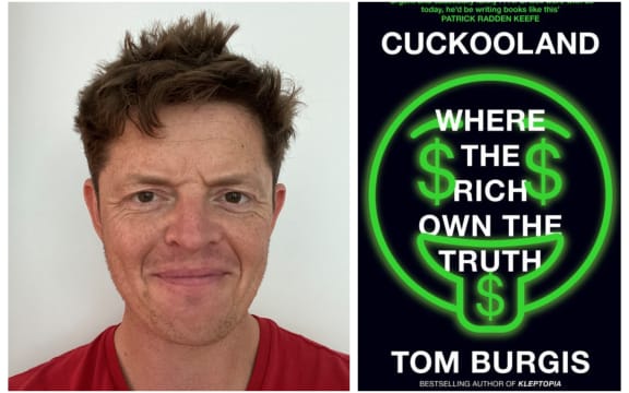 composite of the cover of Cuckooland and the author Tom Burgis