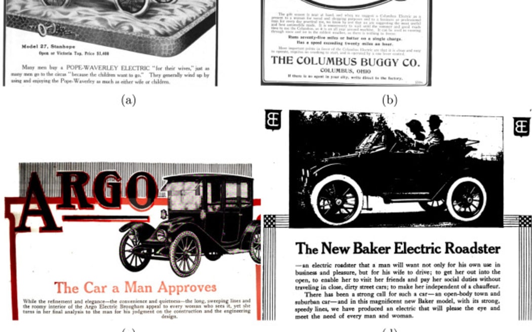 Advertisements for electric cars.
