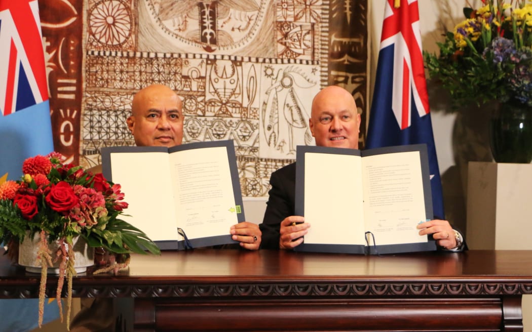 Tuvalu PM Feleti Teo met his New Zealand counterpart Christopher Luxon in Auckland on Thursday, where the two leaders signed an updated partnership agreement. 26 March 2026