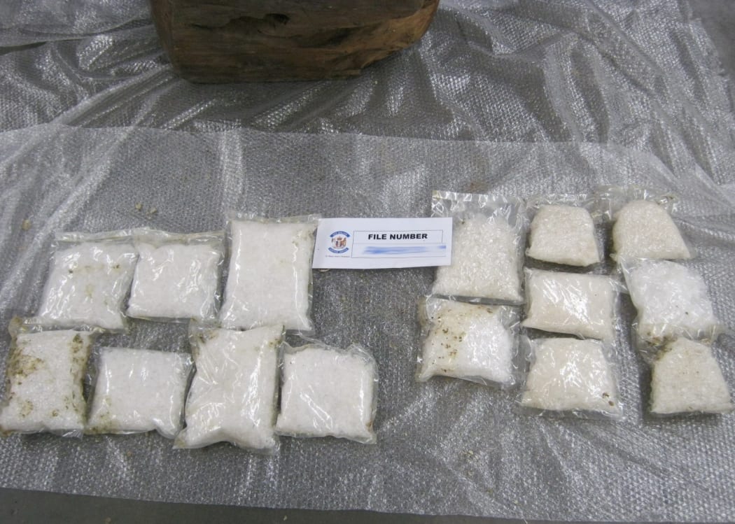 Bags containing just over 9kg of methamphetamine that Customs found.