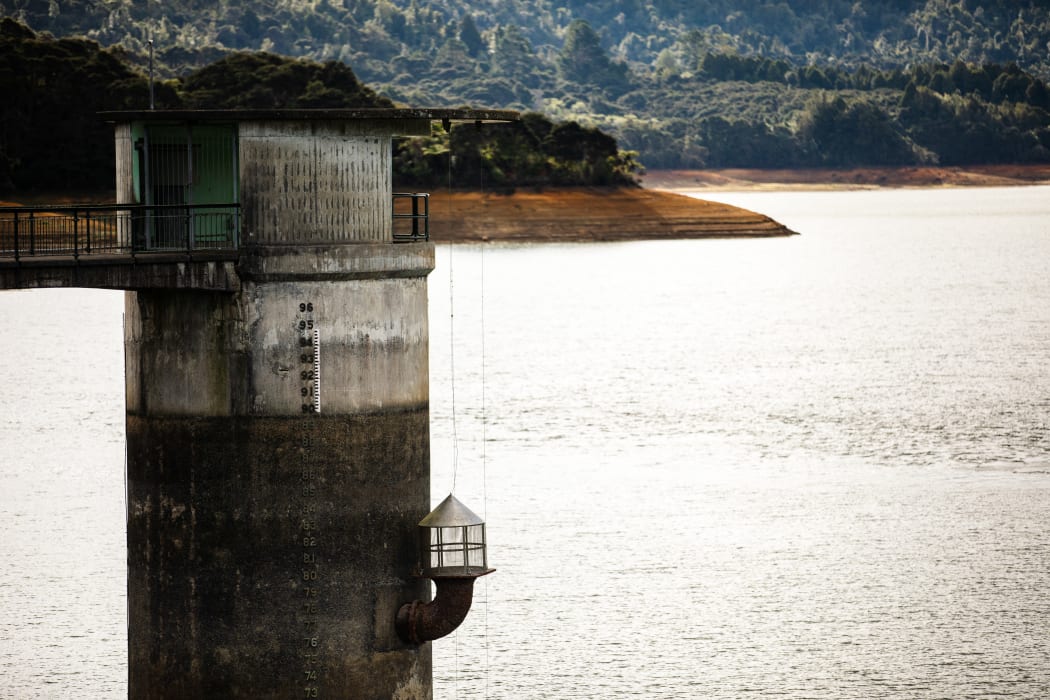 Aerials and stills of the Upper Mangatangi Dam at 44% of capacity