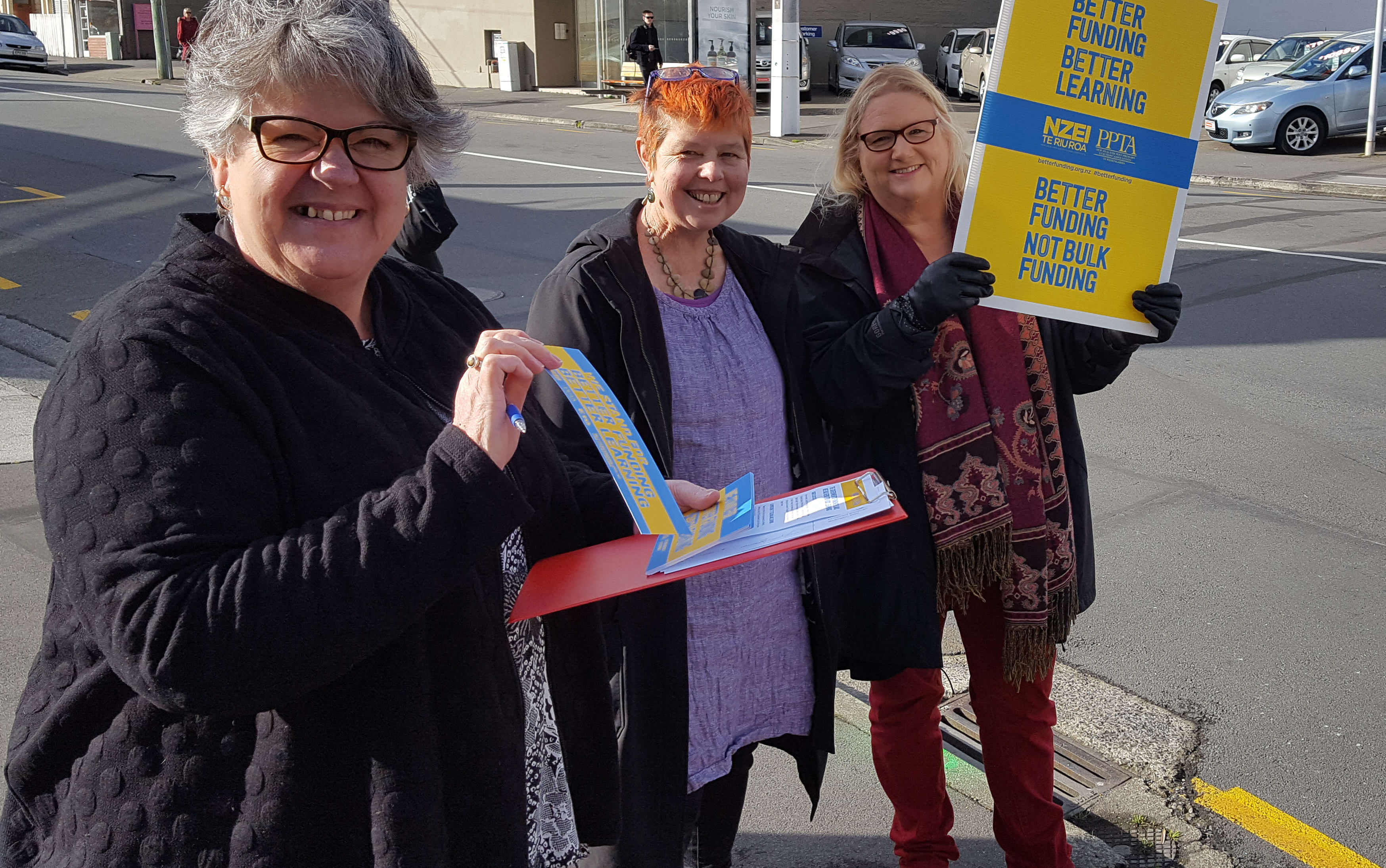 Wellington teachers protest against proposed school funding changes.